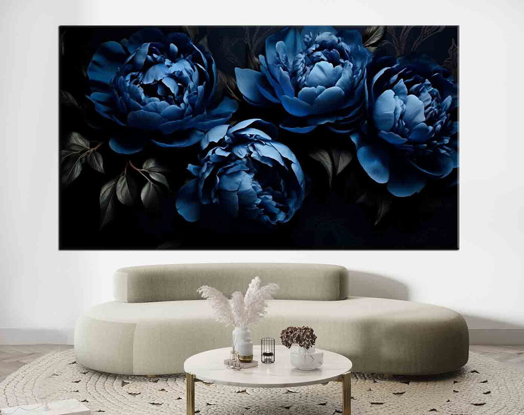 Peonie sul blu notte — ambiente 2