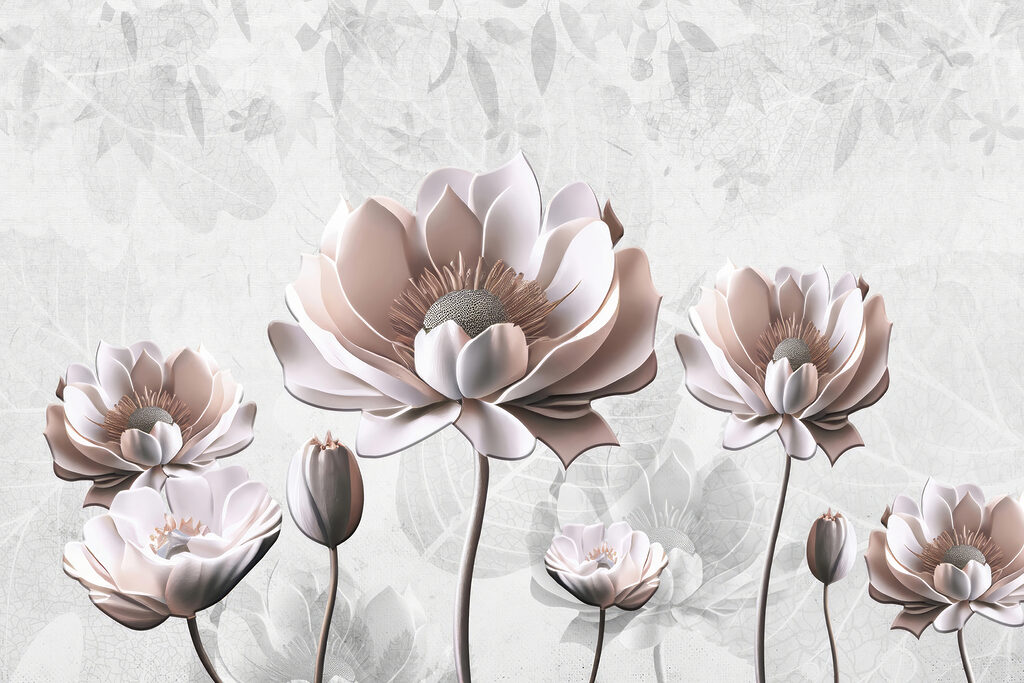 Fiori rosa, steli scuri — design completo