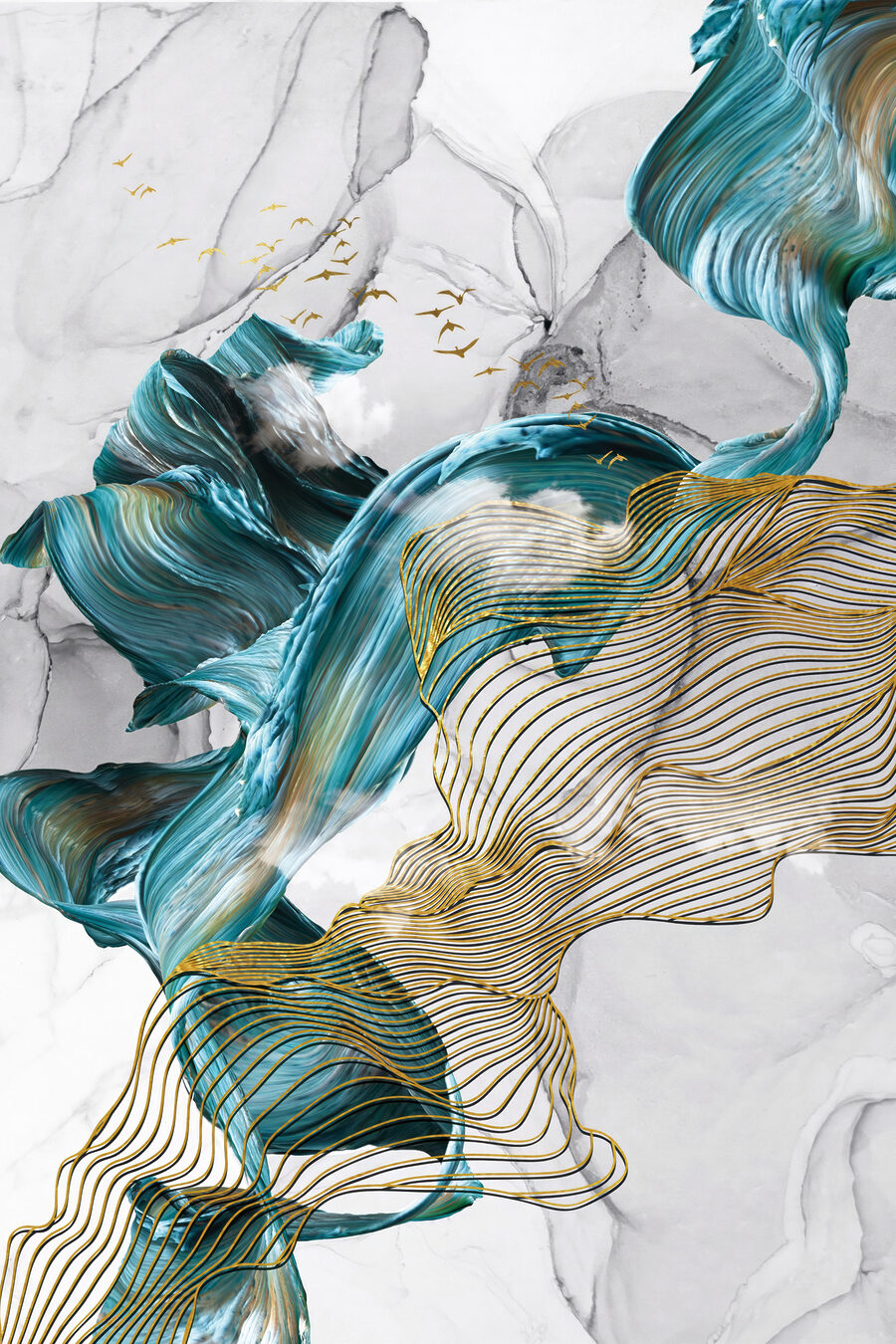 Turchese tra contorni d’oro — design completo