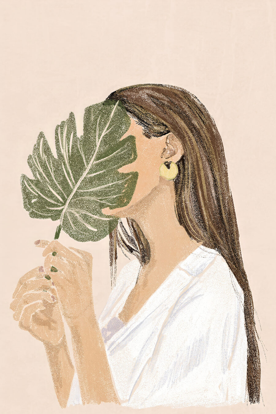 Donna con una foglia — design completo