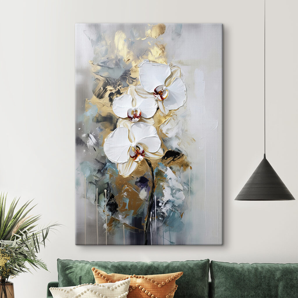 Orchidee tra pennellate grigie — ambiente 3