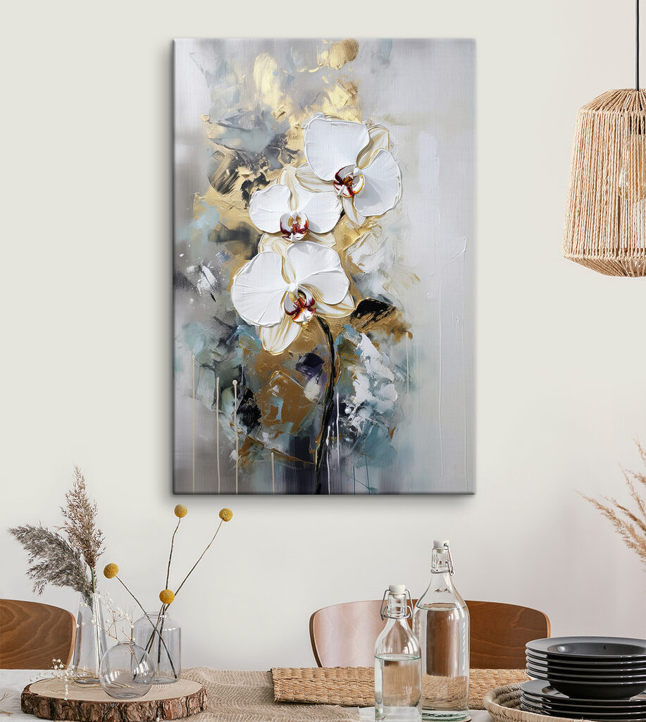 Orchidee tra pennellate grigie — ambiente 5