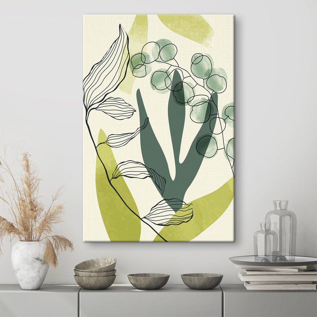 Foglie con nervature disegnate in un ambiente