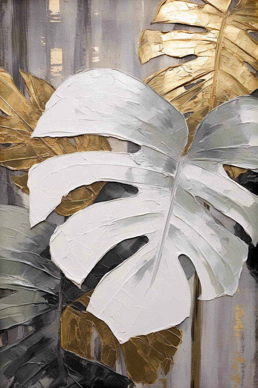 Foglia bianca nervata d’oro — design completo