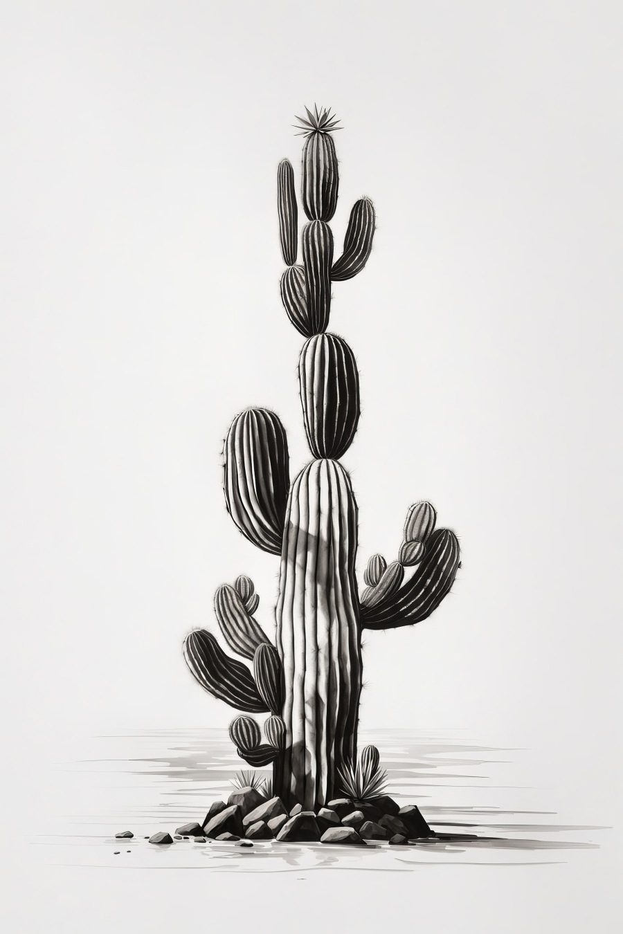 Cactus in tratti neri — design completo
