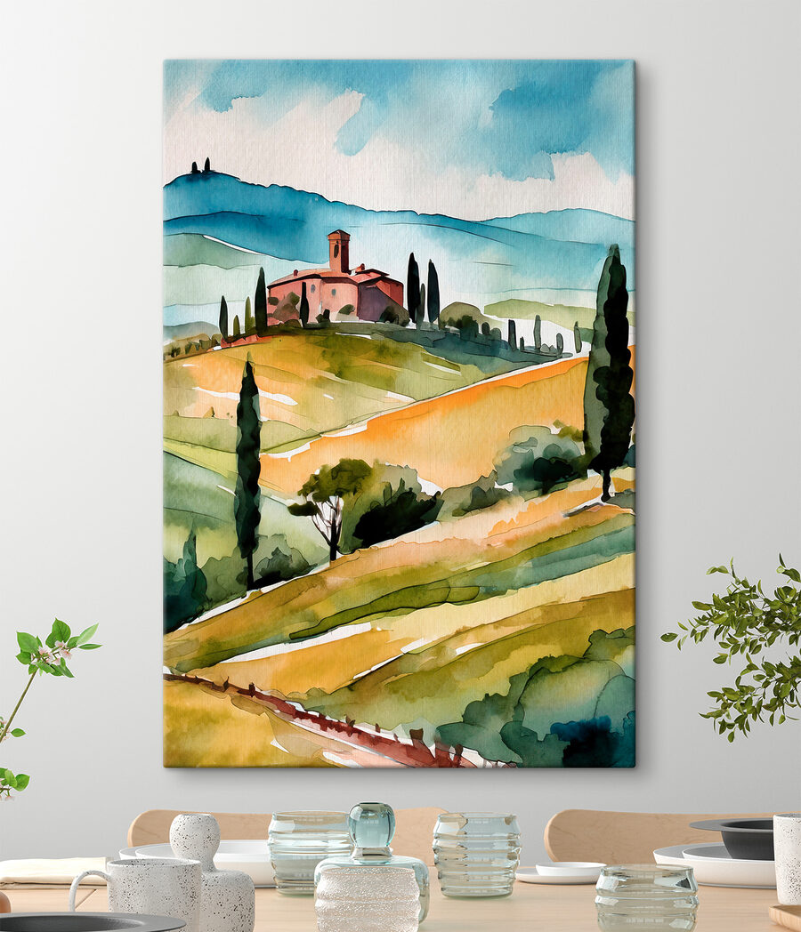 Casa collinare ad acquerello — ambiente 1