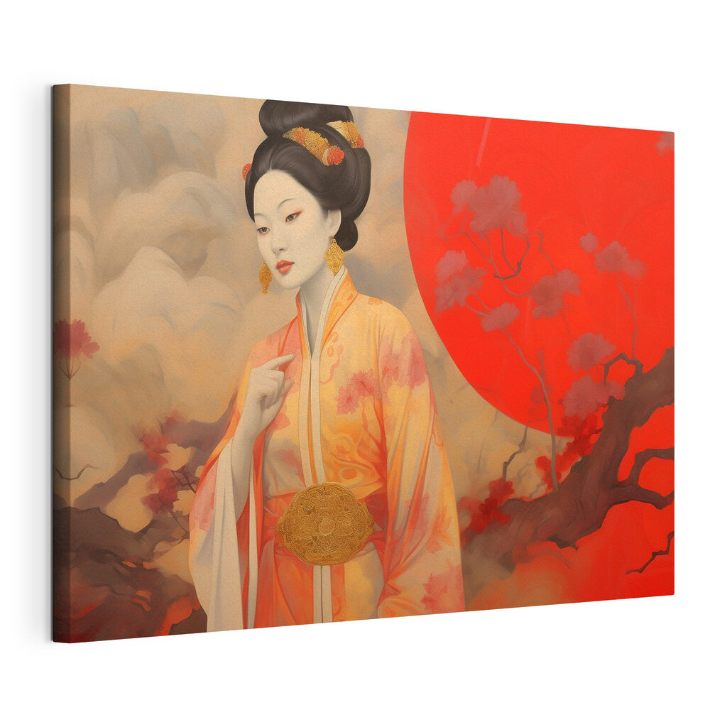Kimono al tramonto, tela tesa e bordo avvolto