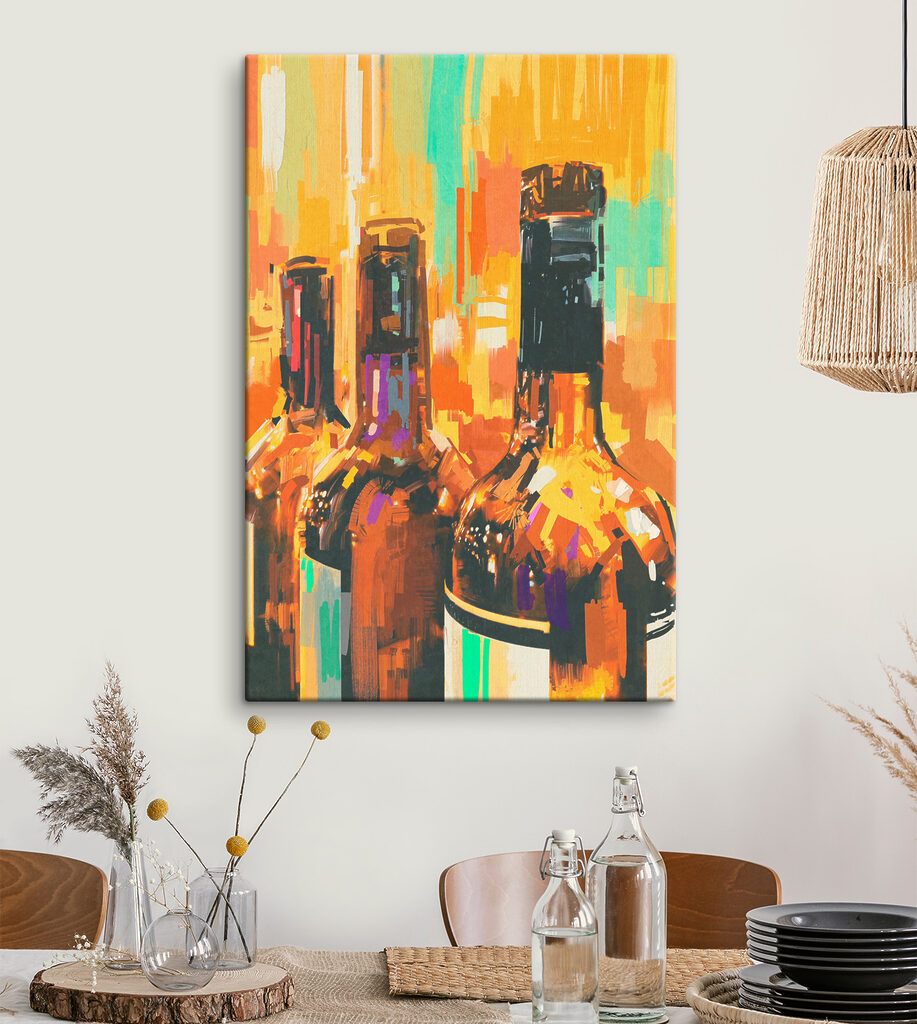 Bottiglie in colori caldi — ambiente 1