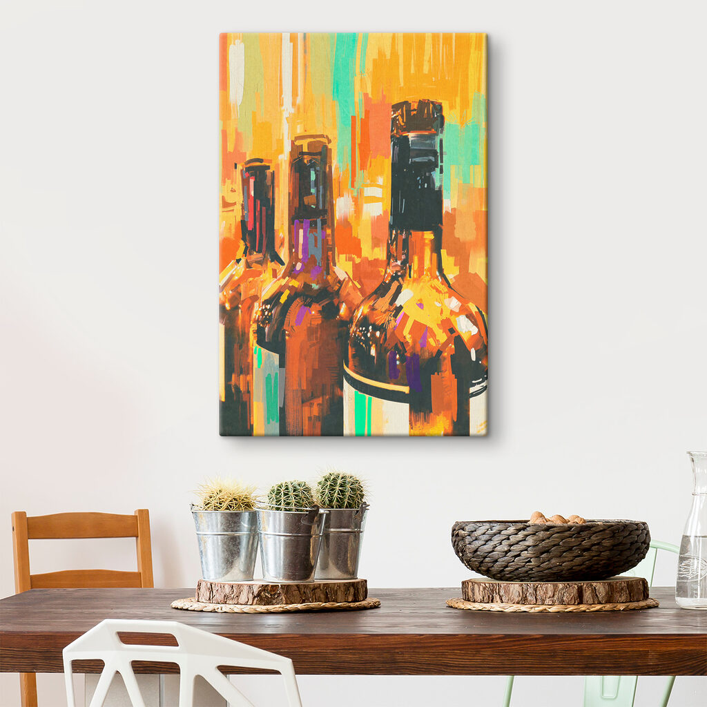 Bottiglie in colori caldi — ambiente 2