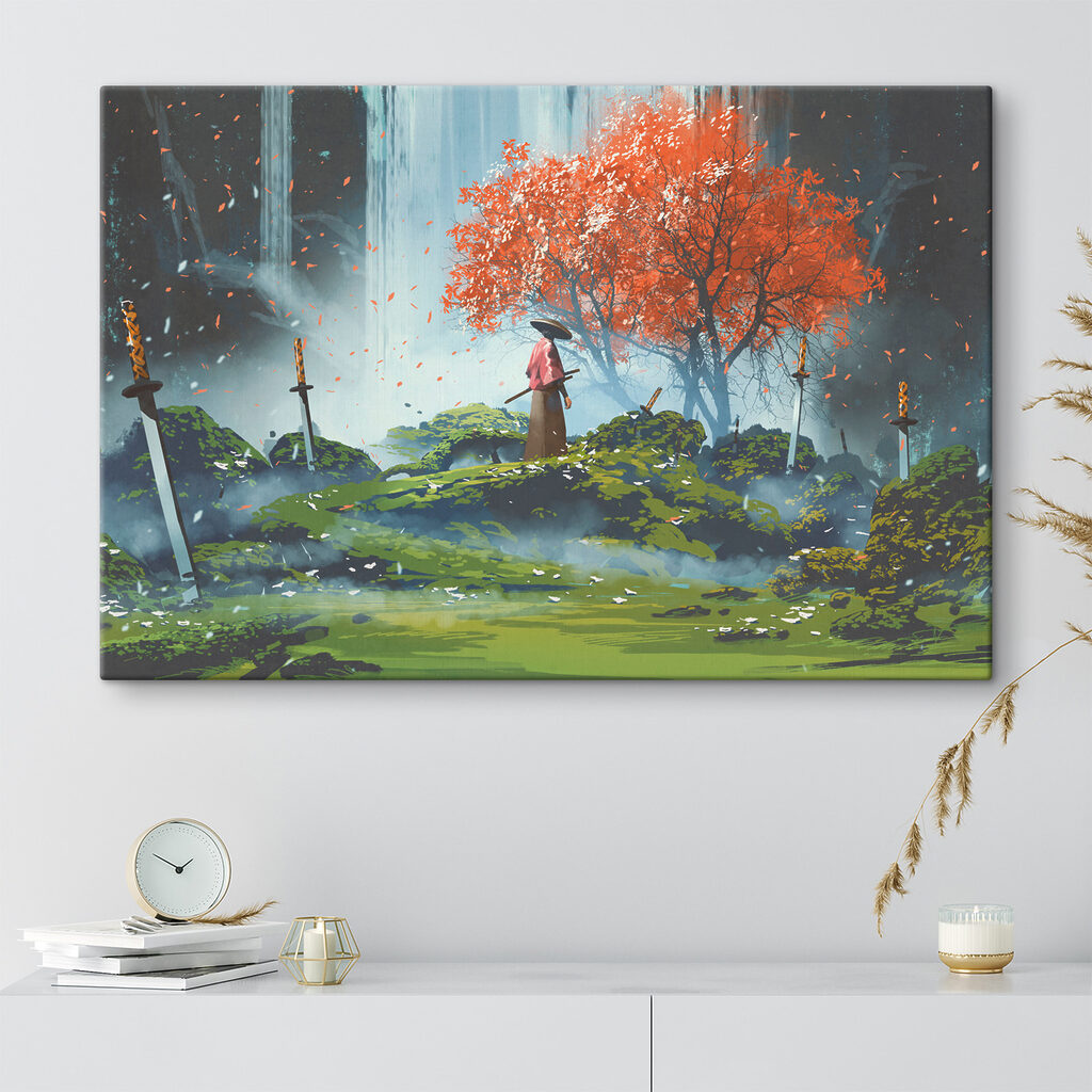 Silenzio sotto l’albero rosso in un ambiente