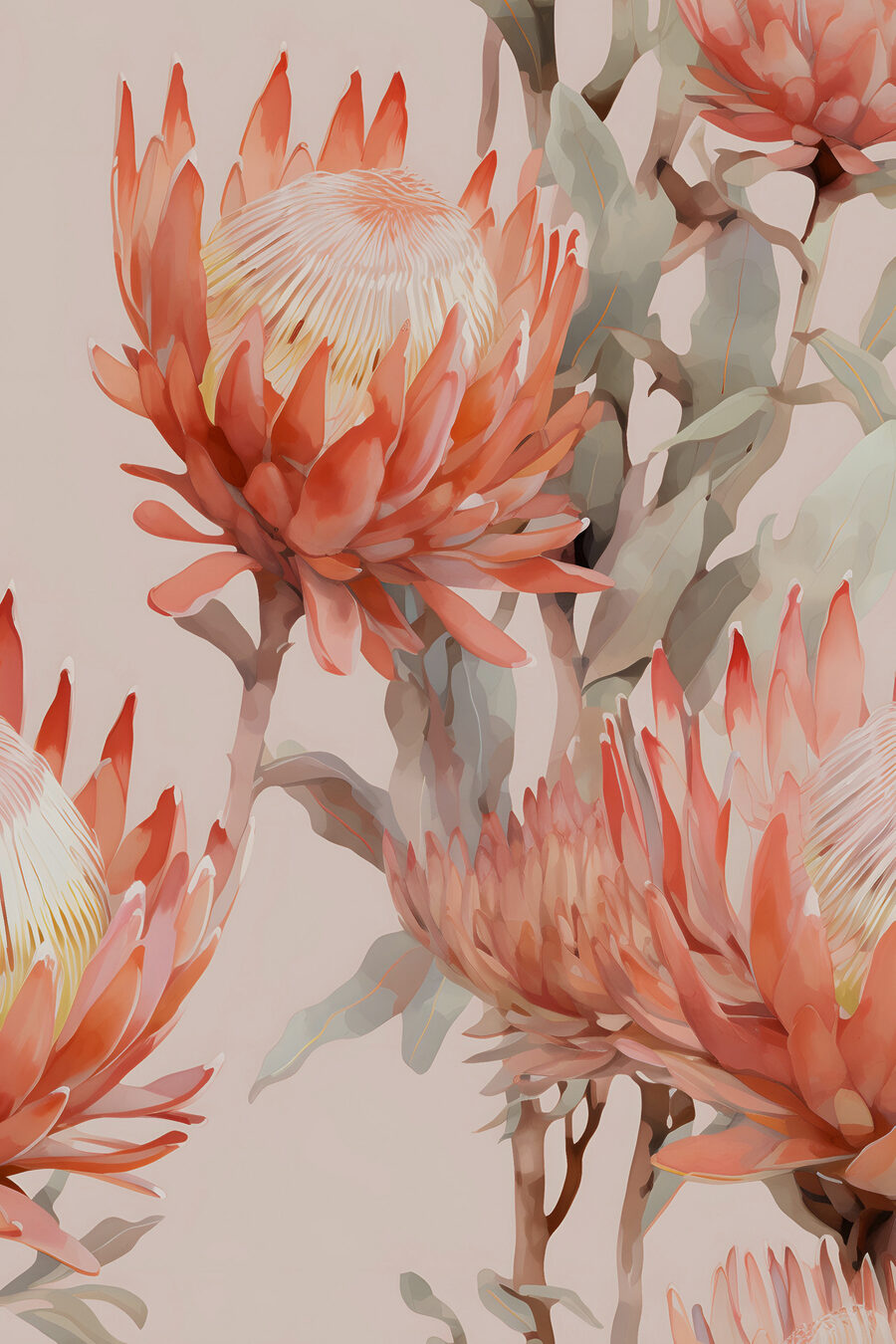 Fioritura tropicale salmone — design completo