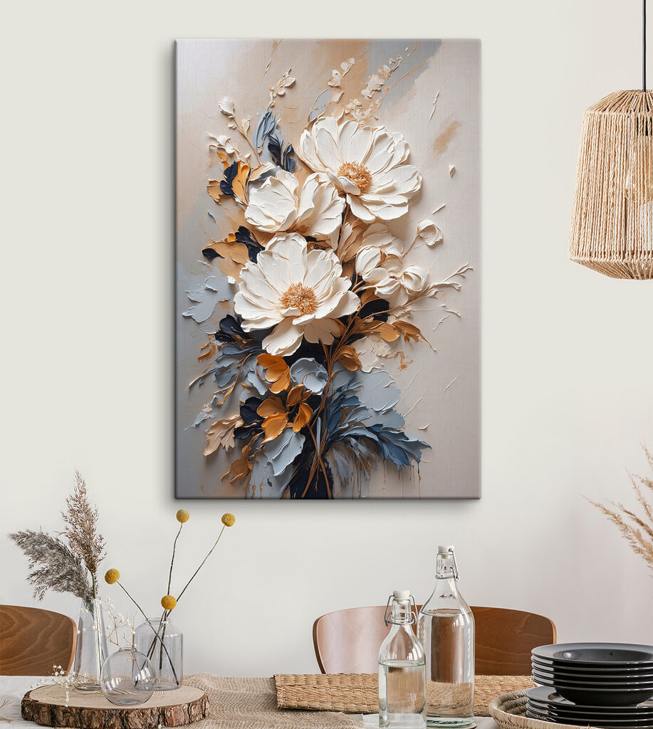 Fiori a pennellate spezzate in un ambiente