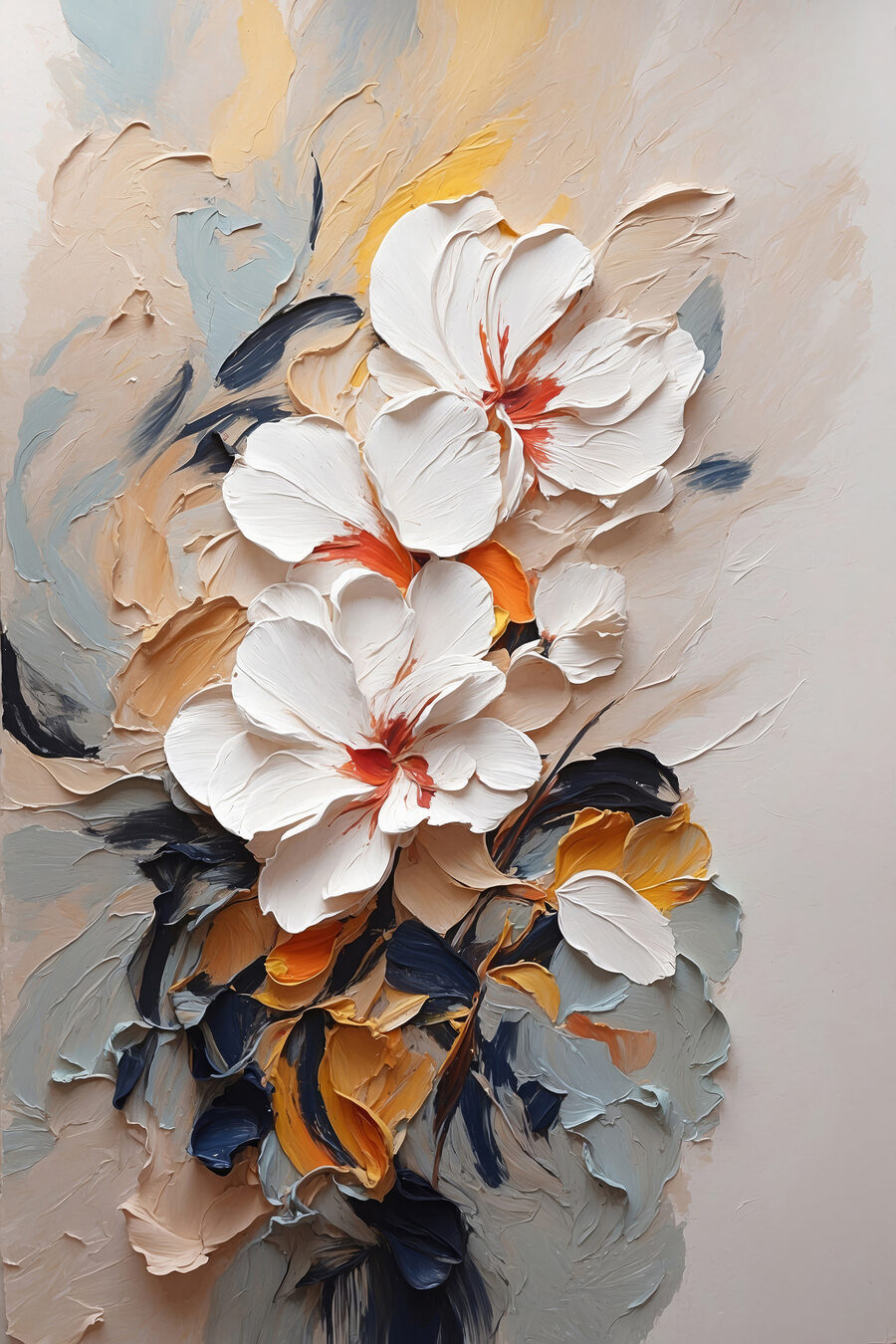 Fiori bianchi, arancio ruggine — design completo