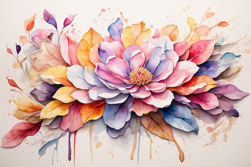 Fiore ad acquerello — design completo