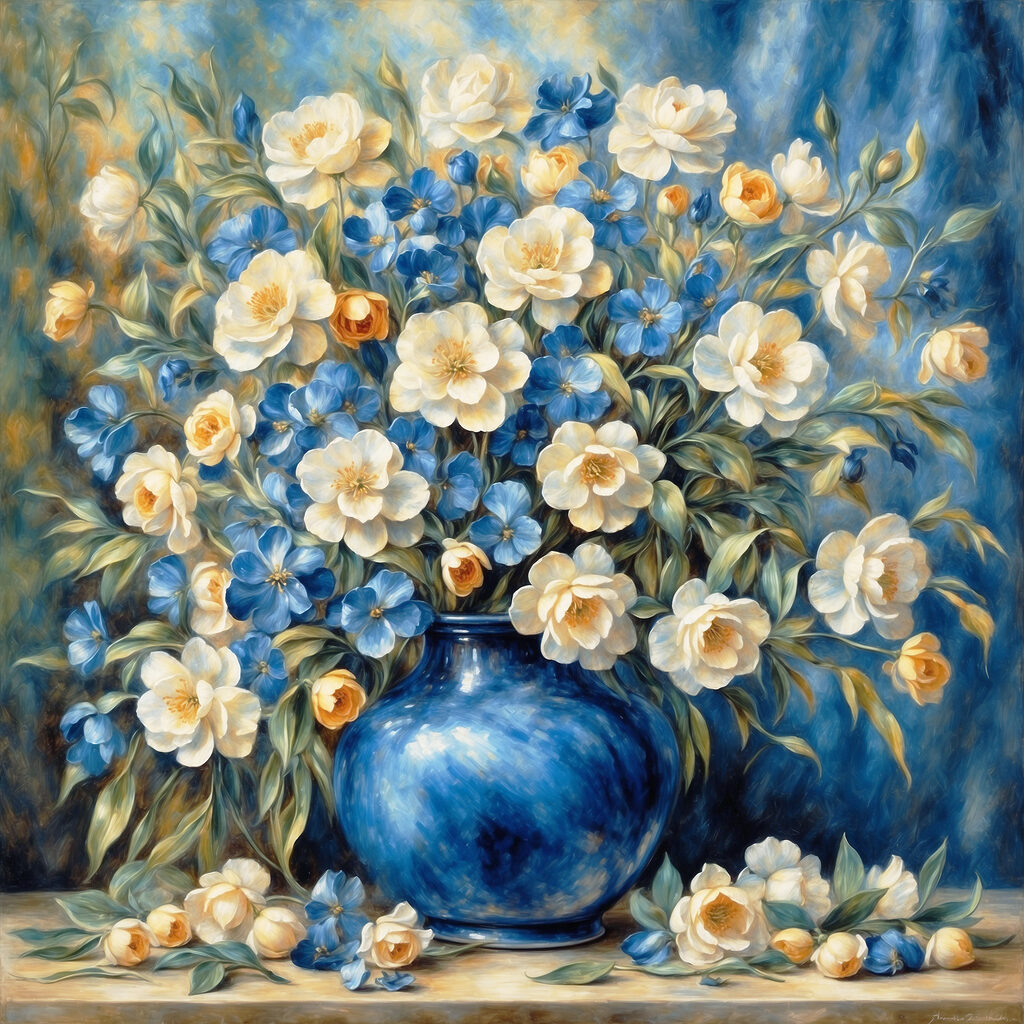 Fiori nel vaso blu — design completo