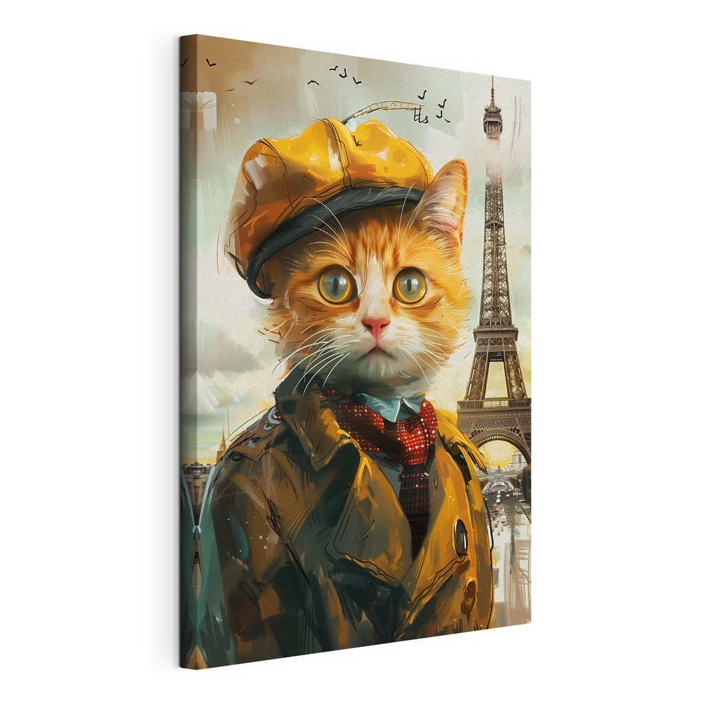 Gattino a Parigi, tela tesa e bordo avvolto