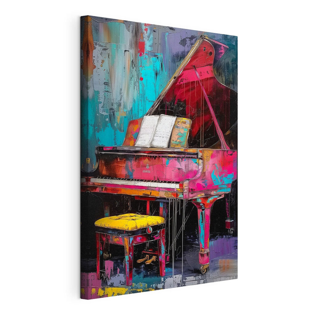 Pianoforte fra colori accesi, tela tesa e bordo avvolto