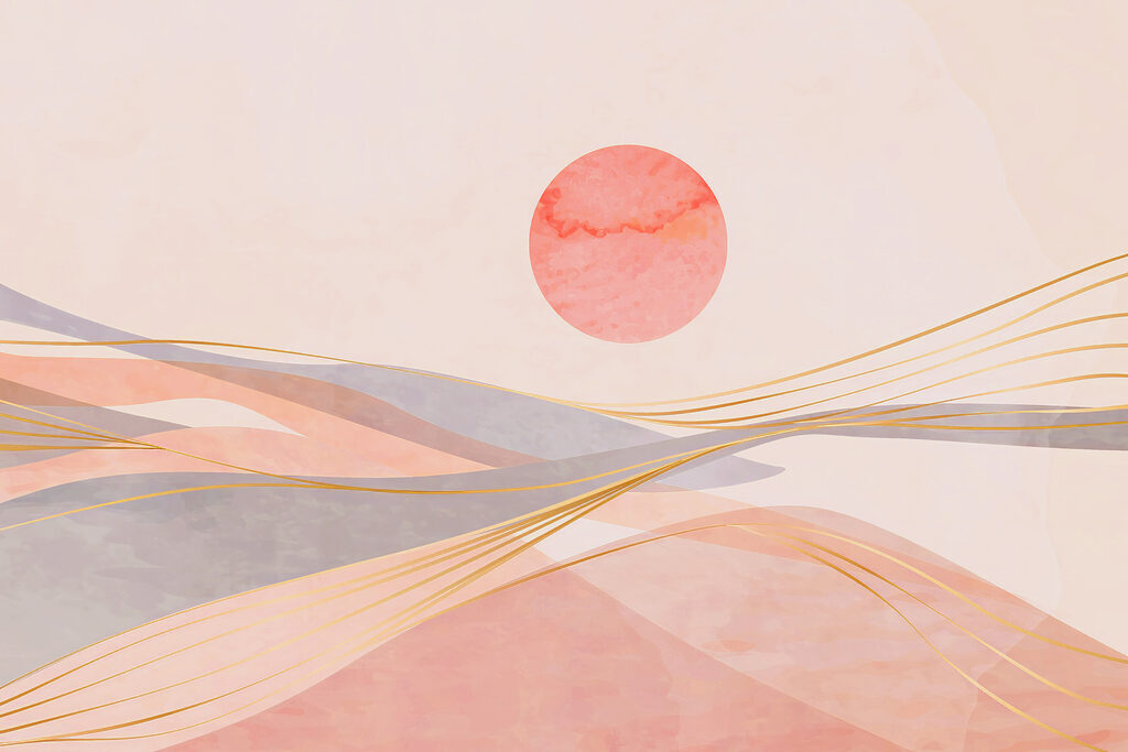 Sole rosa sulla sabbia — design completo