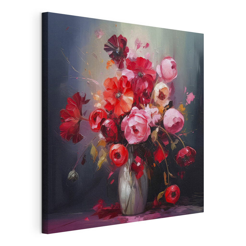Bouquet della sera, tela tesa e bordo avvolto