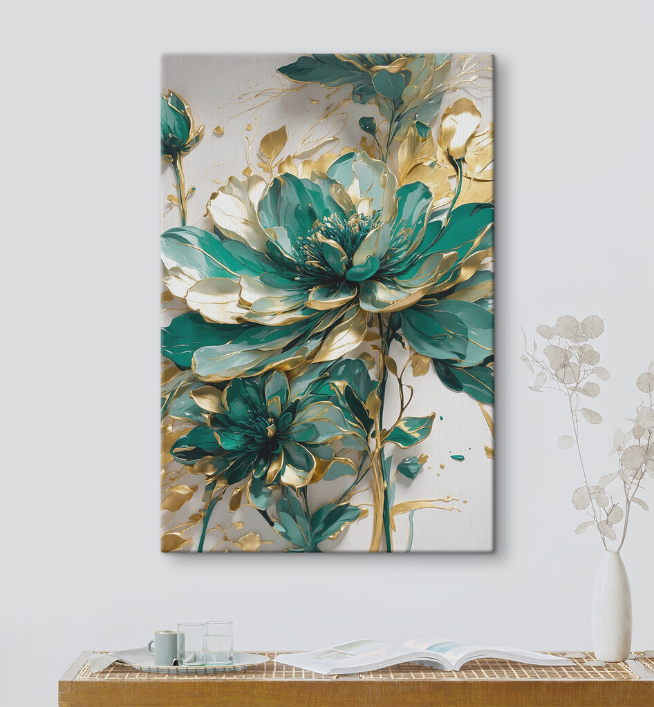 Fiori verdi, rametti dorati — ambiente 1