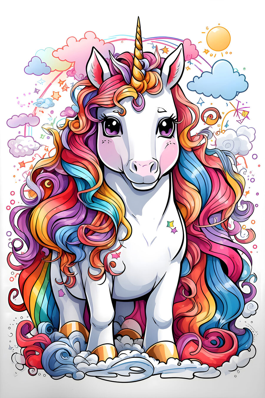 Unicorno fra i riccioli — design completo