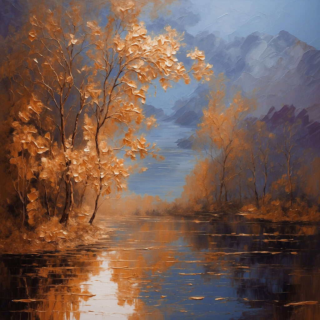 Oro d’autunno sull’acqua — design completo