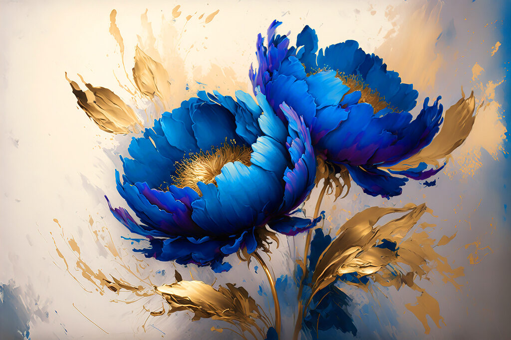 Due fiori blu cobalto — design completo