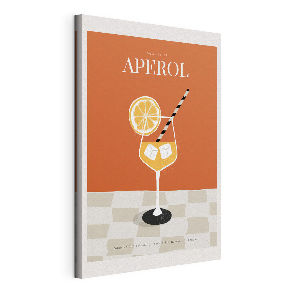 Aperol su scacchiera, tela tesa e bordo avvolto