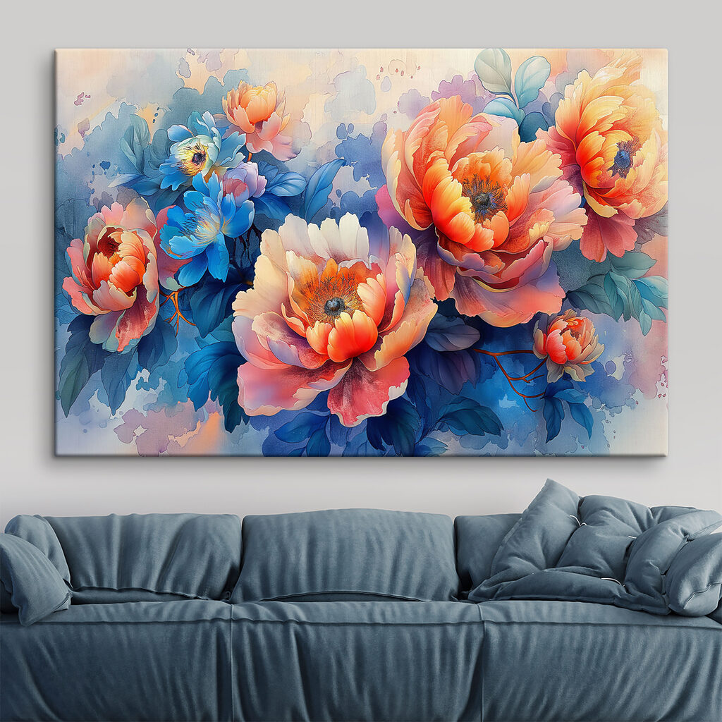 Fiori arancio fra blu — ambiente 2