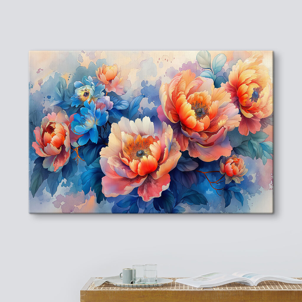 Fiori arancio fra blu — ambiente 1