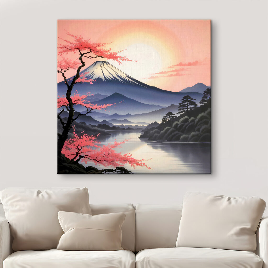 Montagna sotto cielo rosa in un ambiente