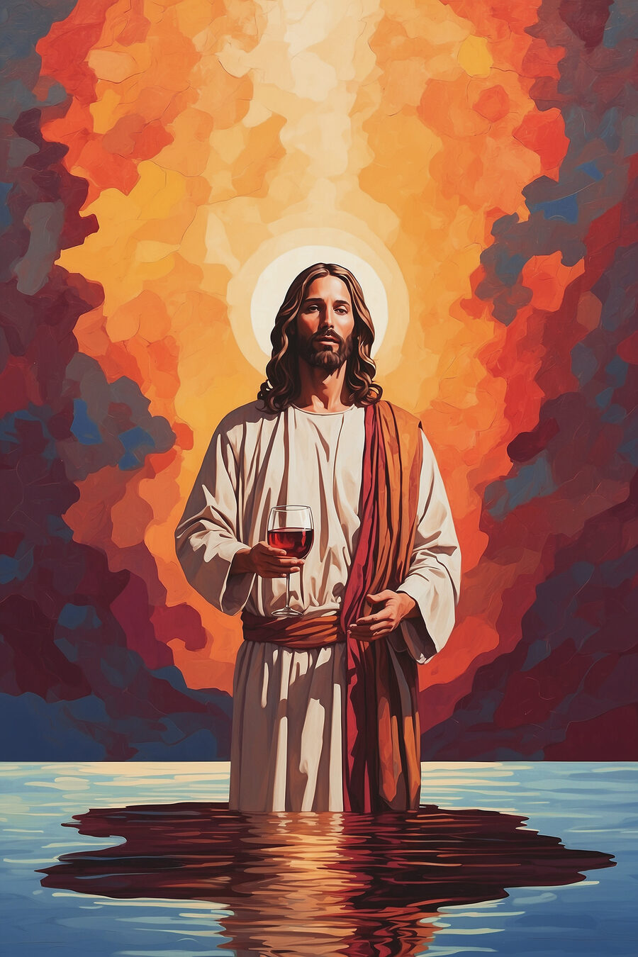 Figura sacra sull’acqua — design completo