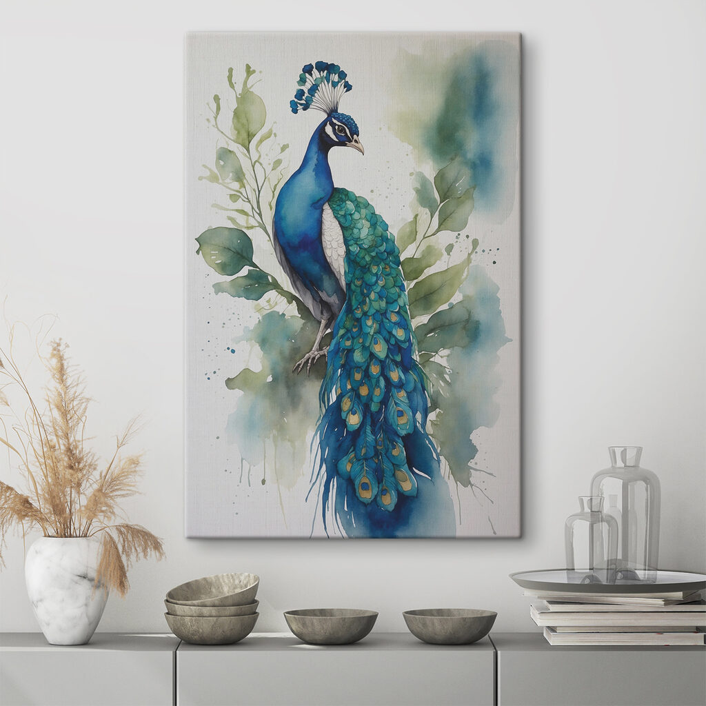 Pavone ad acquerello — ambiente 3