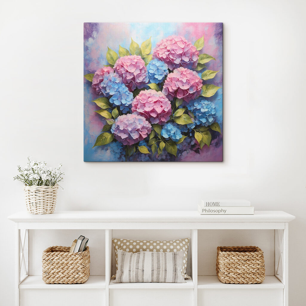 Ortensie ad acquerello rosa — ambiente 2