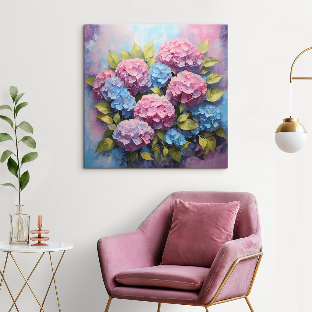 Ortensie ad acquerello rosa — ambiente 1
