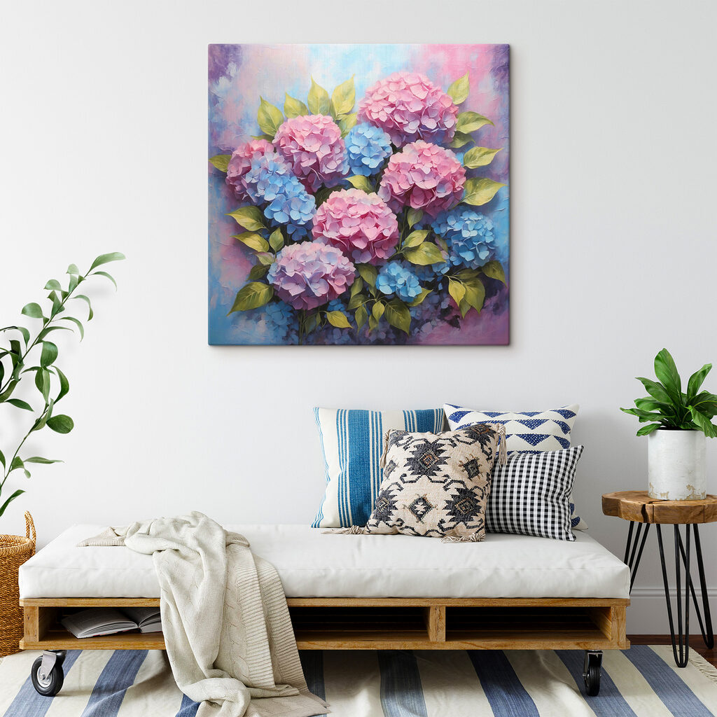 Ortensie ad acquerello rosa — ambiente 3