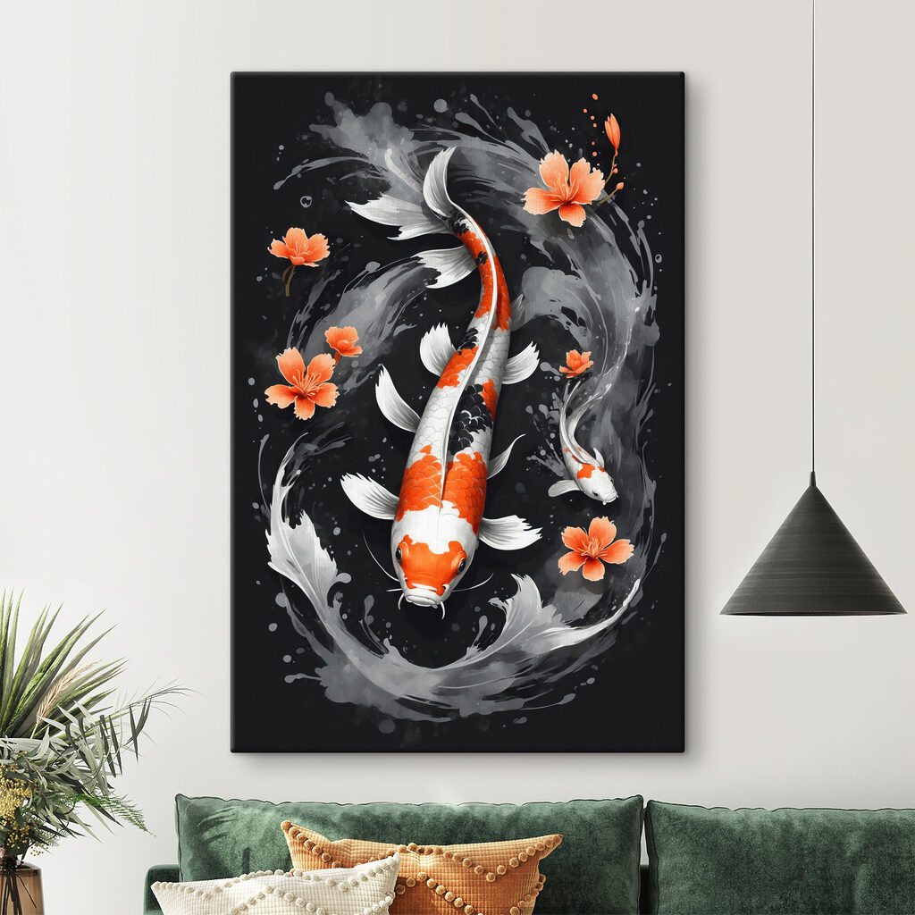 Koi tra fiori arancio — ambiente 2