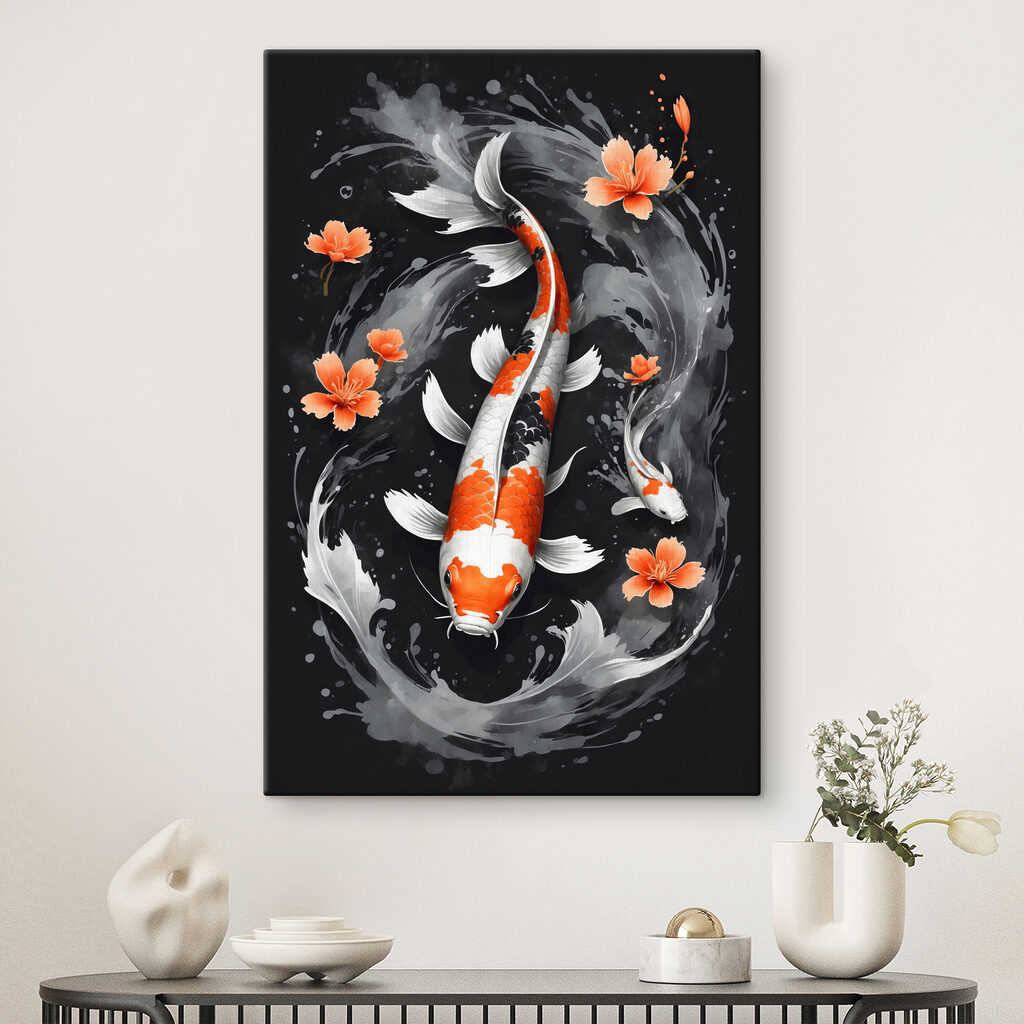 Koi tra fiori arancio — ambiente 1