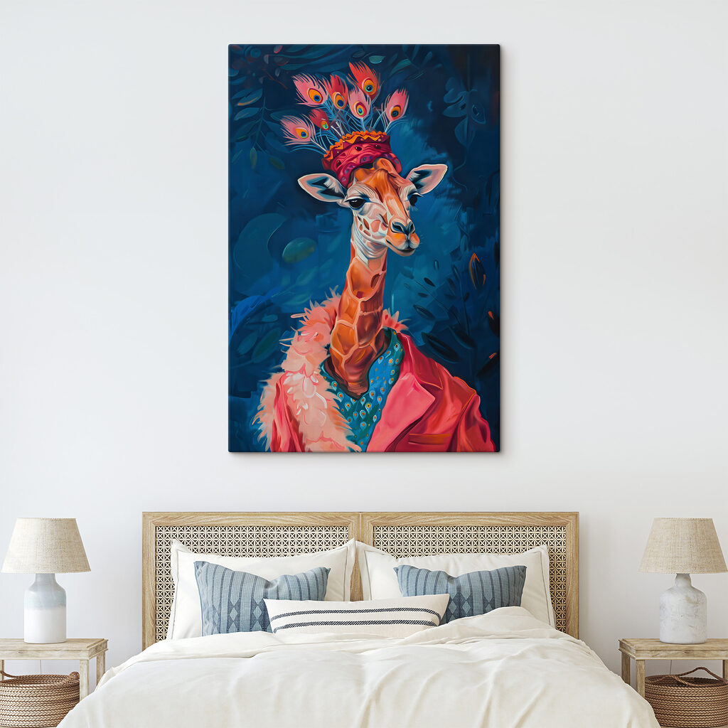 Giraffa con cappello piumato — ambiente 1