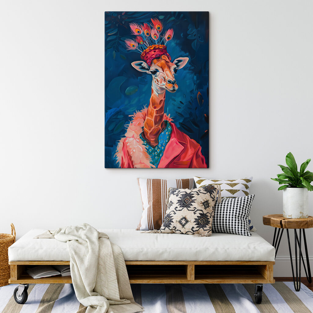 Giraffa con cappello piumato — ambiente 2