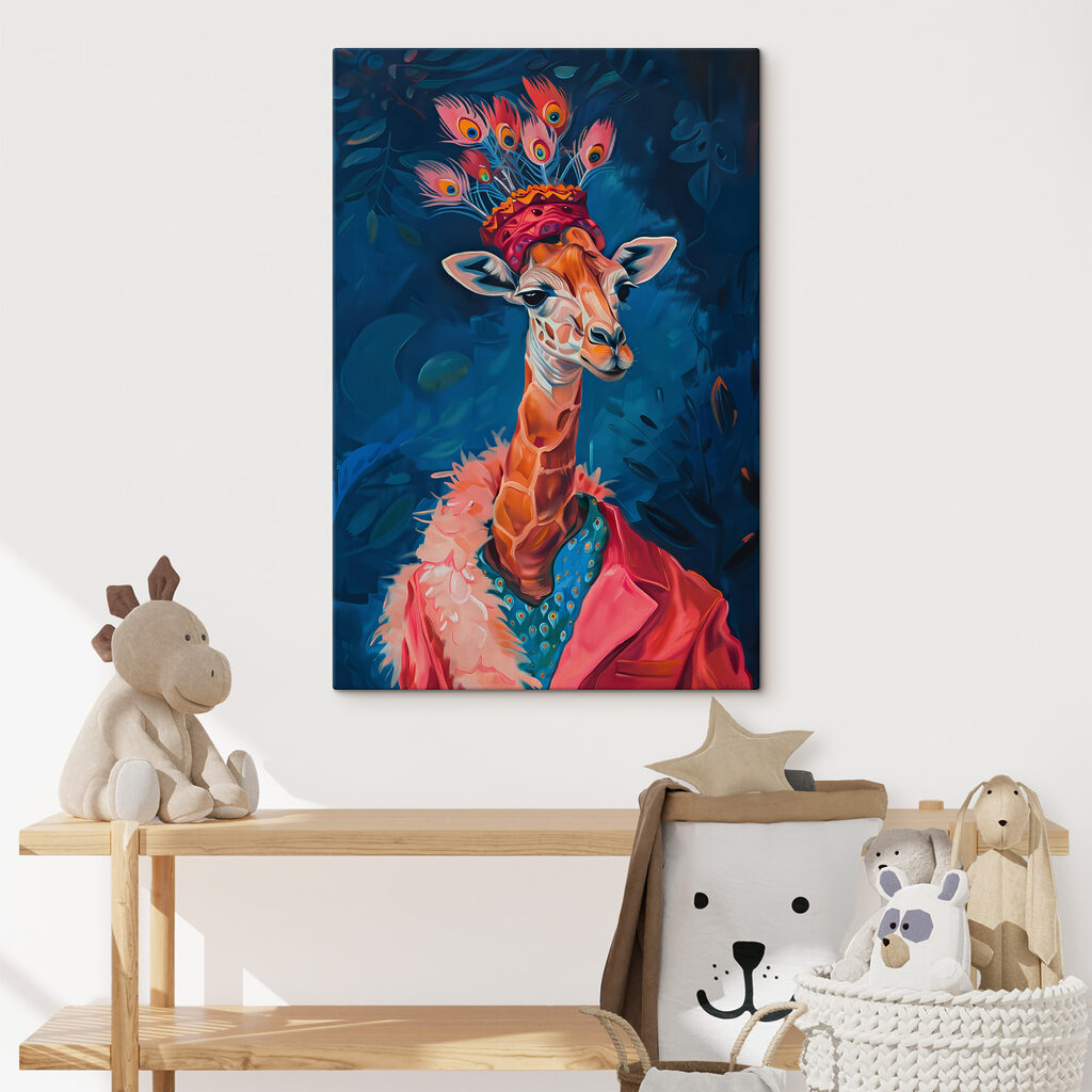 Giraffa con cappello piumato — ambiente 3