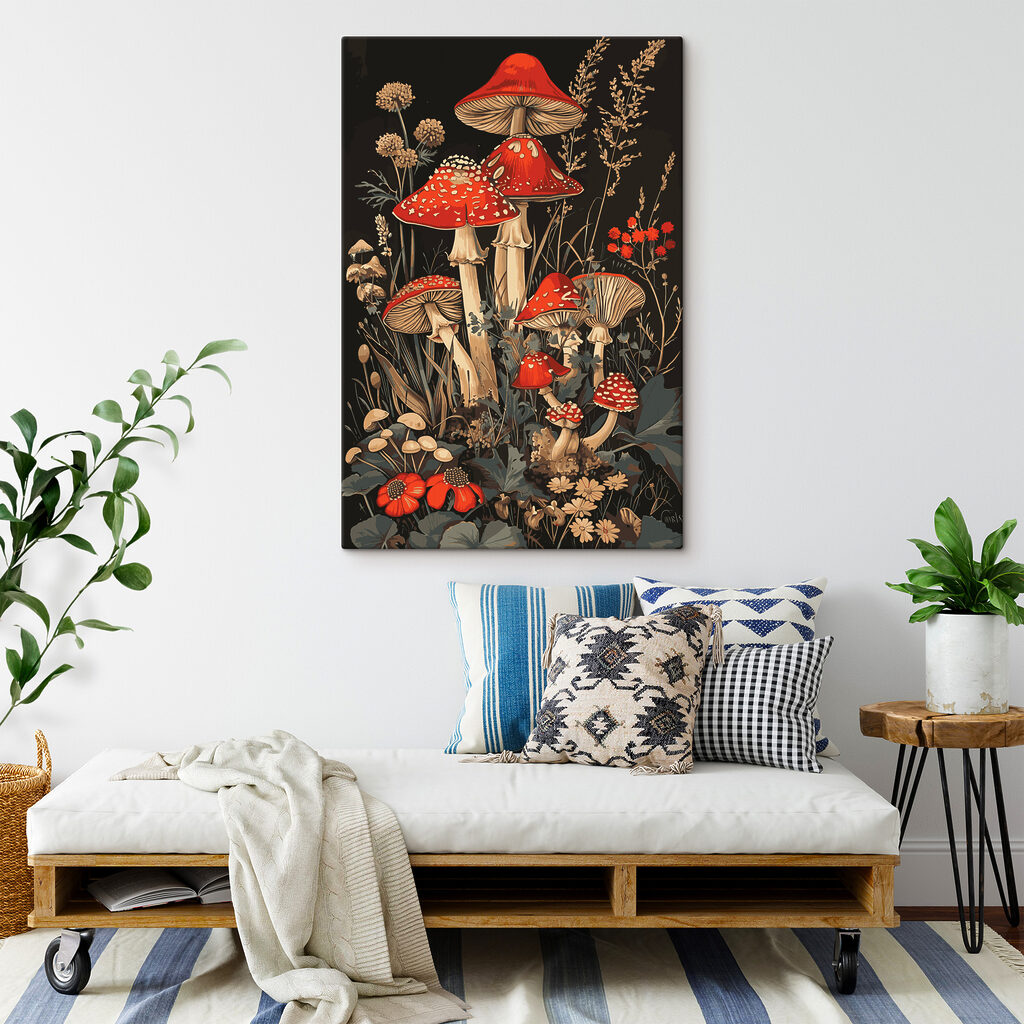 Funghi rossi nel buio — ambiente 3