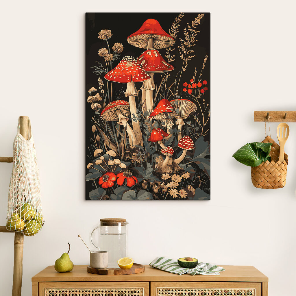 Funghi rossi nel buio — ambiente 1