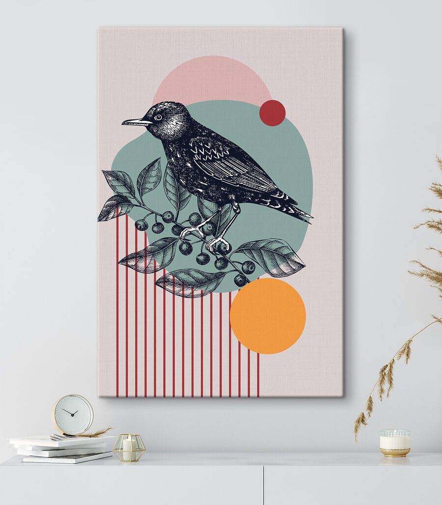 Uccello nero tra cerchi — ambiente 1