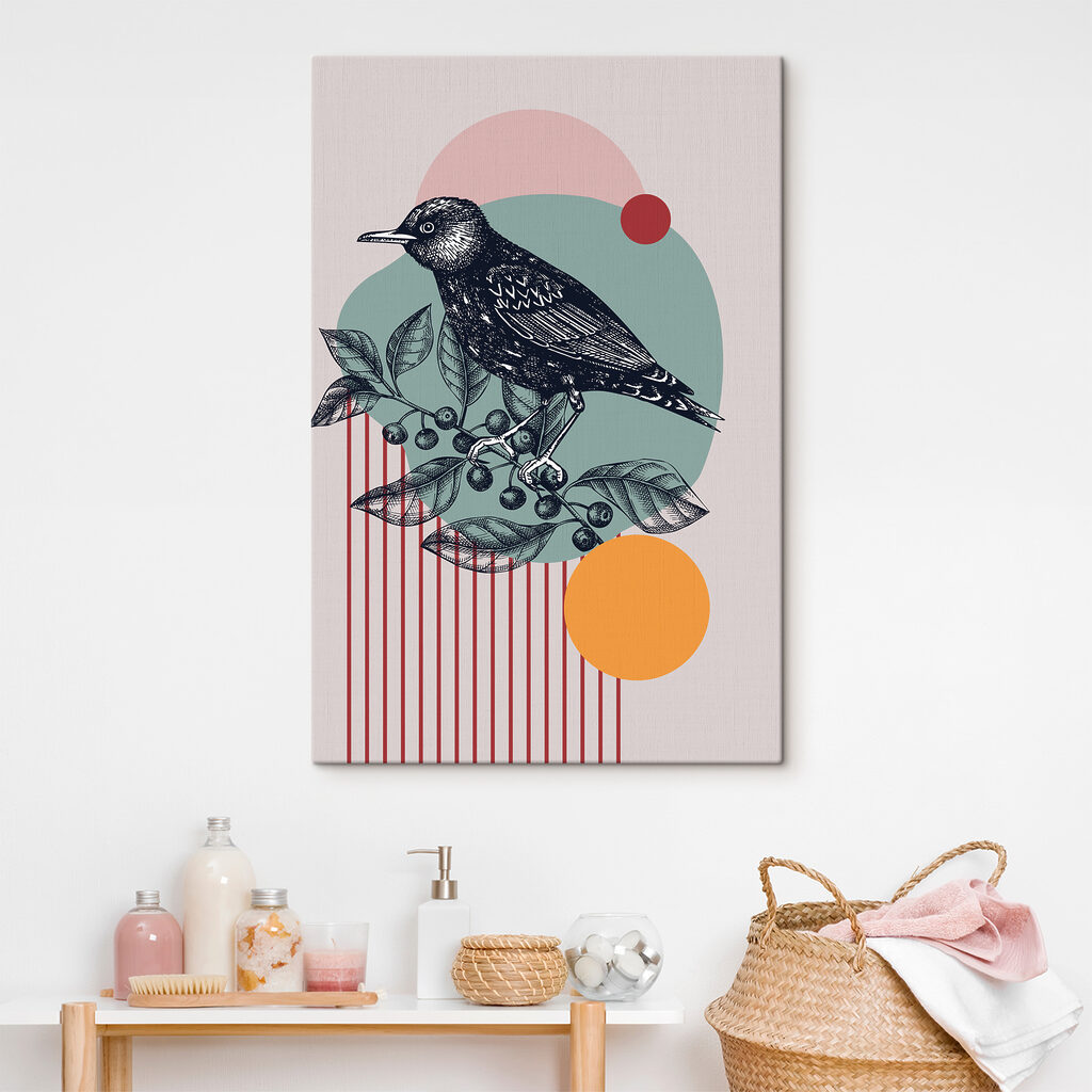 Uccello nero tra cerchi — ambiente 2