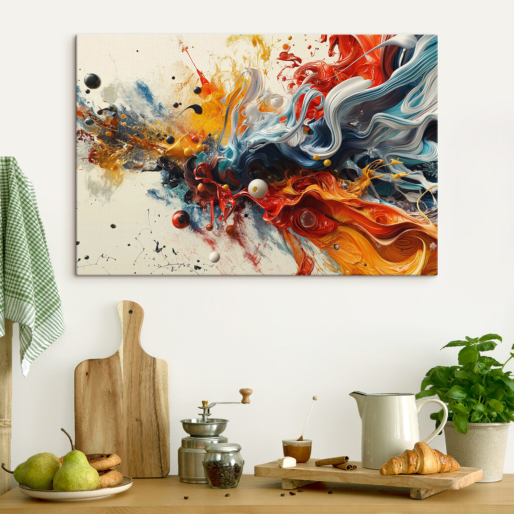 Colori vorticosi e schizzi in un ambiente