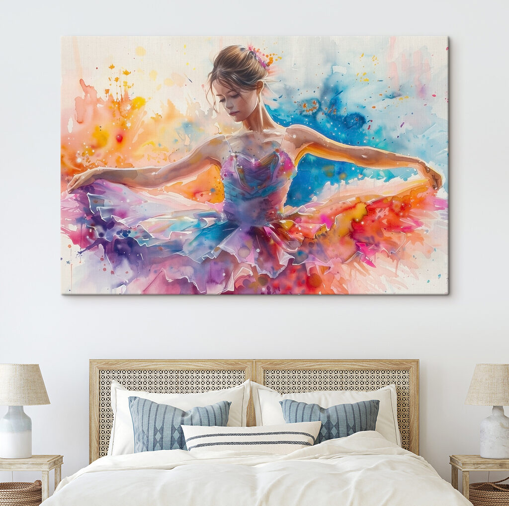 Ballerina tra colori fluidi in un ambiente