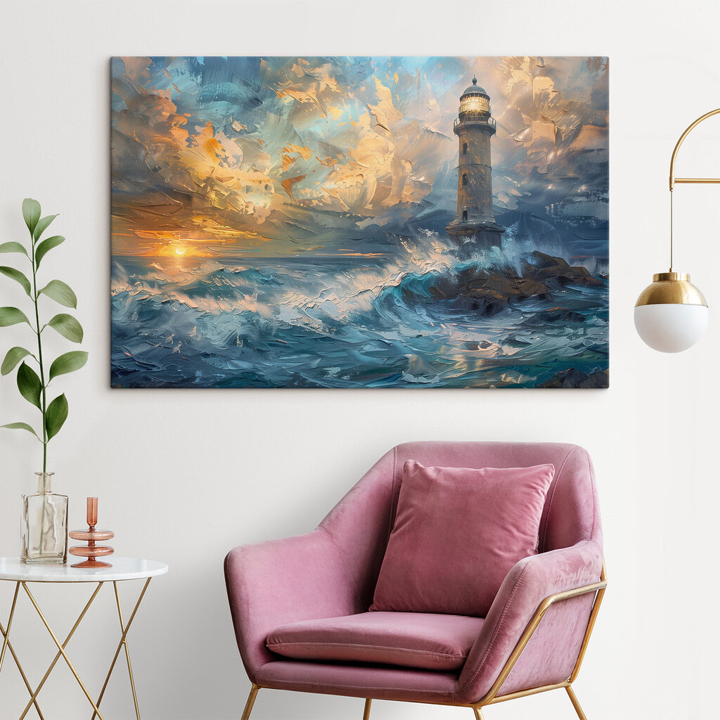 Faro tra onde colorate — ambiente 2
