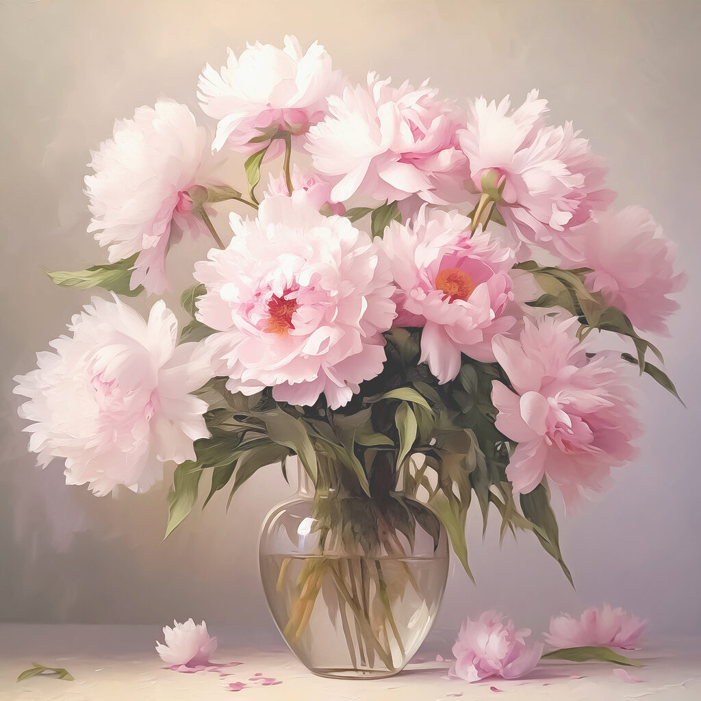 Fiori rosa nel vetro — design completo
