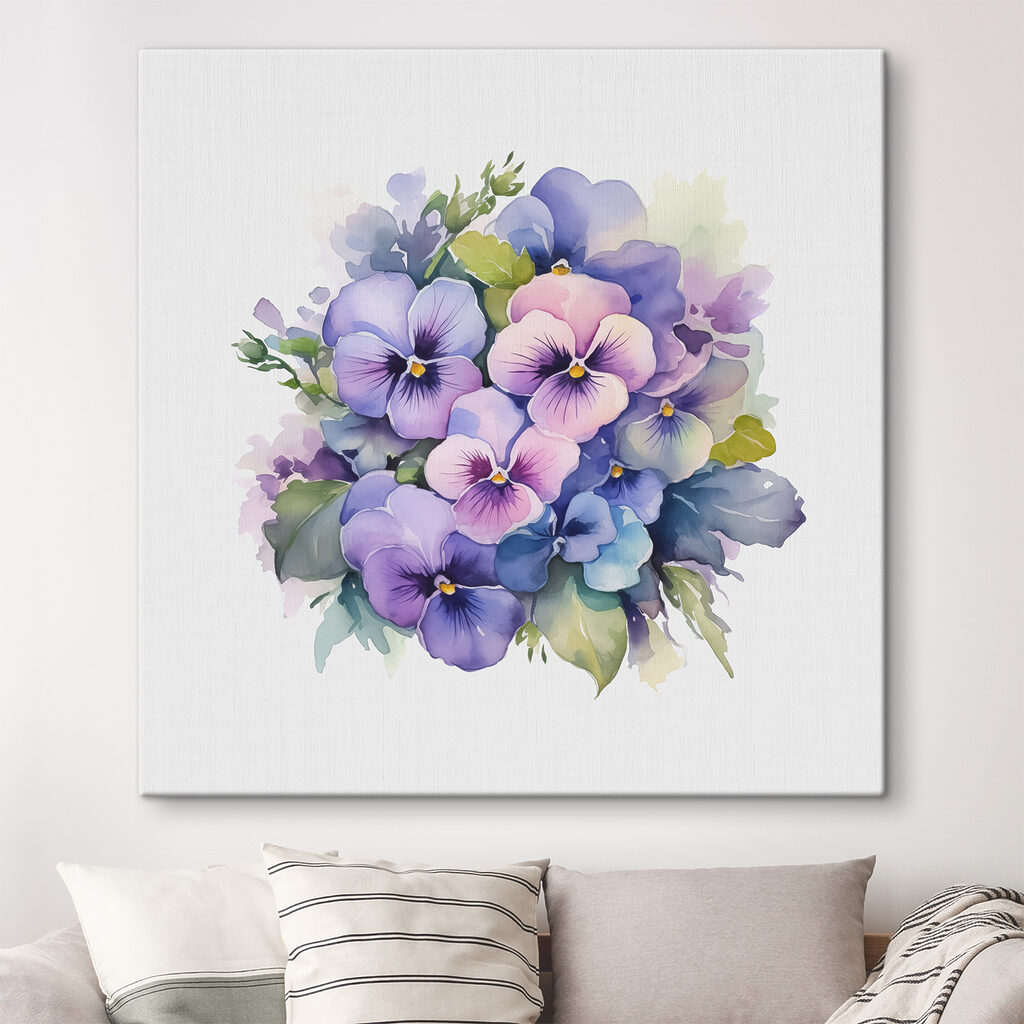 Viole ad acquerello in un ambiente
